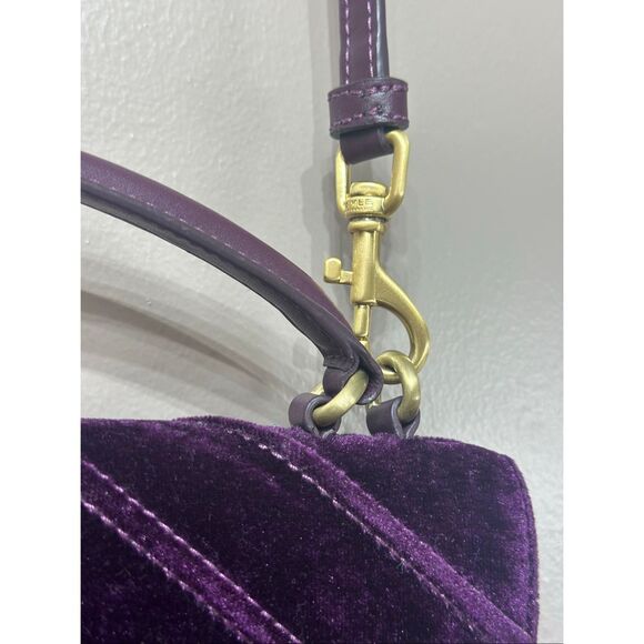 NWOT Aimee Kestenberg Plum Mia Velvet Expandable Satchel Handbag Purse - Picture 4 of 8